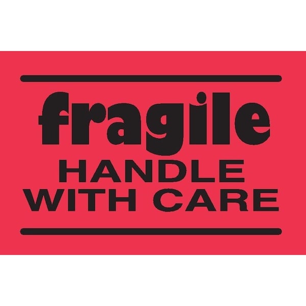 Decker Tape Products Label, DL3601, FRAGILE HANDLE WITH CARE, 2" X 3